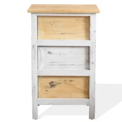 Mobili Rebecca Tables De Chevet Table De Chevet En Bois à 3 Tiroirs Marron Et Beige -SURMATELAS Soldes table de chevet en bois a 3 tiroirs marron et beige 5