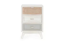 Hellin Tables De Chevet Table De Chevet En Bois Blanc 3 Tiroirs Style Bord De Mer