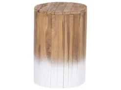 Beliani Tables De Chevet Table De Chevet En Bois Clair Et Blanc