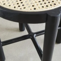 Bois Dessus Bois Dessous Tables De Chevet Table De Chevet En Bois D'acajou Et Cannage Noir -SURMATELAS Soldes table de chevet en bois d acajou et cannage noir 2