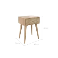 Rendez Vous Déco Tables De Chevet Table De Chevet En Bois De Manguier Gravé 1 Tiroir -SURMATELAS Soldes table de chevet en bois de manguier grave 1 tiroir 2