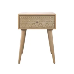 Rendez Vous Déco Tables De Chevet Table De Chevet En Bois De Manguier Gravé 1 Tiroir