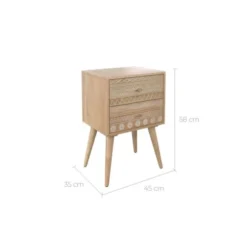 Rendez Vous Déco Tables De Chevet Table De Chevet En Bois De Manguier Gravé 2 Tiroirs -SURMATELAS Soldes table de chevet en bois de manguier grave 2 tiroirs 2