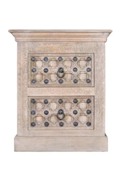 GINER Y COLOMER Tables De Chevet Table De Chevet En Bois De Manguier Naturel Avec Détails En Bronze