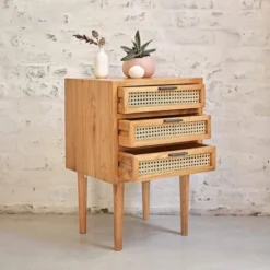 Bois Dessus Bois Dessous Tables De Chevet Table De Chevet En Bois De Mindy Et Cannage -SURMATELAS Soldes table de chevet en bois de mindy et cannage 2