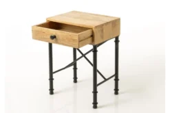 Hellin Tables De Chevet Table De Chevet En Bois Et Métal 1 Tiroir -SURMATELAS Soldes table de chevet en bois et metal 1 tiroir 2