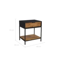 Rendez Vous Déco Tables De Chevet Table De Chevet En Bois Et Métal Noir 1 Tiroir -SURMATELAS Soldes table de chevet en bois et metal noir 1 tiroir 2