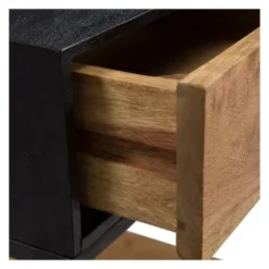 Rendez Vous Déco Tables De Chevet Table De Chevet En Bois Et Métal Noir 1 Tiroir -SURMATELAS Soldes table de chevet en bois et metal noir 1 tiroir 3