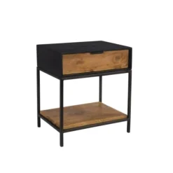 Rendez Vous Déco Tables De Chevet Table De Chevet En Bois Et Métal Noir 1 Tiroir -SURMATELAS Soldes table de chevet en bois et metal noir 1 tiroir 5