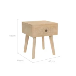 Rendez Vous Déco Tables De Chevet Table De Chevet En Bois Gravé 1 Tiroir -SURMATELAS Soldes table de chevet en bois grave 1 tiroir 2