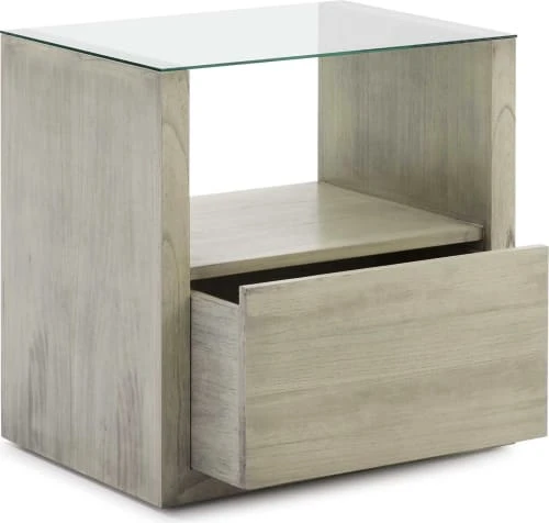 Thai Natura Tables De Chevet Table De Chevet En Bois Gris Clair Plateau En Verre 4 Thai Natura Tables De Chevet Table De Chevet En Bois Gris Clair Plateau En Verre – Image 2