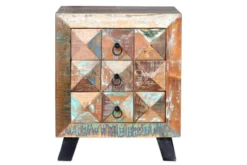 GINER Y COLOMER Tables De Chevet Table De Chevet En Bois Massif Recyclé Multicolore