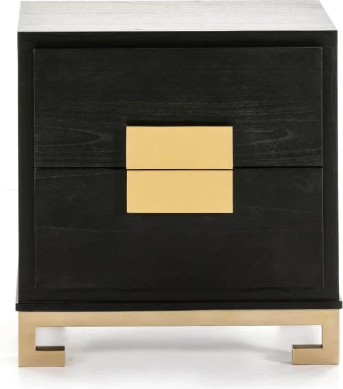 Thai Natura Tables De Chevet Table De Chevet En Bois Noir Et Doré 56x41x60 4 Thai Natura Tables De Chevet Table De Chevet En Bois Noir Et Doré 56x41x60 – Image 2