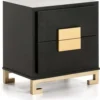 Thai Natura Tables De Chevet Table De Chevet En Bois Noir Et Doré 56x41x60 -SURMATELAS Soldes table de chevet en bois noir et dore 56x41x60