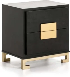 Thai Natura Tables De Chevet Table De Chevet En Bois Noir Et Doré 56x41x60
