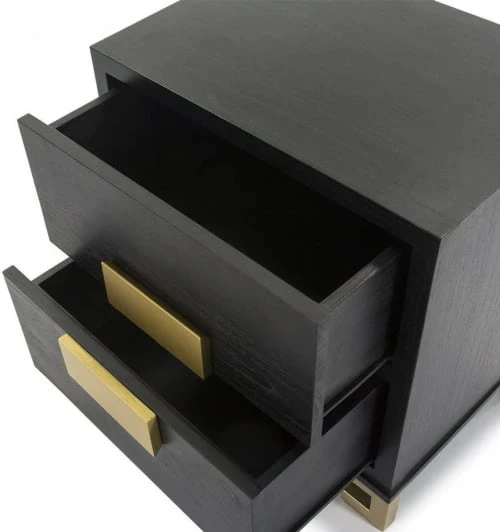 Thai Natura Tables De Chevet Table De Chevet En Bois Noir Et Doré 56x41x60 6 Thai Natura Tables De Chevet Table De Chevet En Bois Noir Et Doré 56x41x60 – Image 4