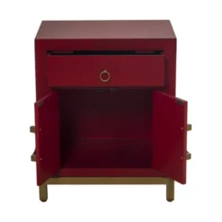 Wadiga Tables De Chevet Table De Chevet En Bois Rouge Style Oriental 44,5x32x55cm -SURMATELAS Soldes table de chevet en bois rouge style oriental 44 5x32x55cm 1