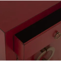 Wadiga Tables De Chevet Table De Chevet En Bois Rouge Style Oriental 44,5x32x55cm -SURMATELAS Soldes table de chevet en bois rouge style oriental 44 5x32x55cm 2