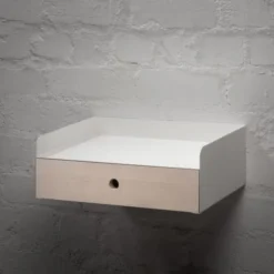 WOODEK Tables De Chevet Table De Chevet En Bouleau Blanc Et Métal Blanc 7 WOODEK Tables De Chevet Table De Chevet En Bouleau Blanc Et Métal Blanc -SURMATELAS Soldes table de chevet en bouleau blanc et metal blanc 2