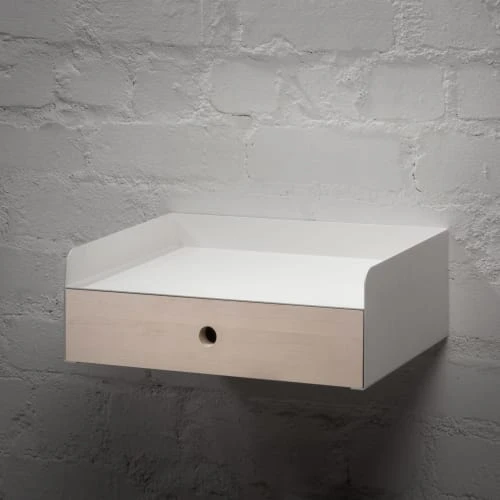 WOODEK Tables De Chevet Table De Chevet En Bouleau Blanc Et Métal Blanc 5 WOODEK Tables De Chevet Table De Chevet En Bouleau Blanc Et Métal Blanc – Image 3