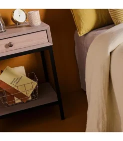 Signature Tables De Chevet Table De Chevet En Chêne Et Métal - L42 Cm -SURMATELAS Soldes table de chevet en chene et metal l42 cm 2