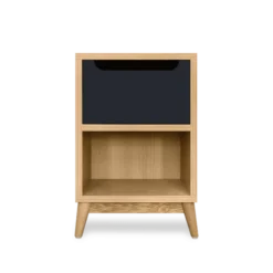 Kulile Tables De Chevet Table De Chevet En Chene Naturel Gris Anthracite