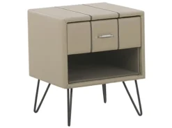 Beliani Tables De Chevet Table De Chevet En Cuir PU Beige