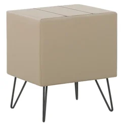 Beliani Tables De Chevet Table De Chevet En Cuir PU Beige -SURMATELAS Soldes table de chevet en cuir pu beige 3