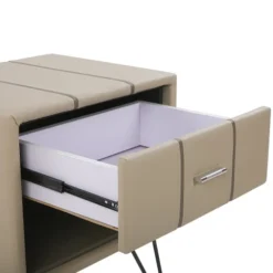 Beliani Tables De Chevet Table De Chevet En Cuir PU Beige -SURMATELAS Soldes table de chevet en cuir pu beige 4