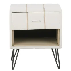 Beliani Tables De Chevet Table De Chevet En Cuir PU Blanc -SURMATELAS Soldes table de chevet en cuir pu blanc 2