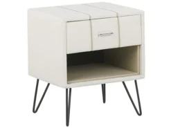 Beliani Tables De Chevet Table De Chevet En Cuir PU Blanc