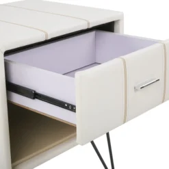 Beliani Tables De Chevet Table De Chevet En Cuir PU Blanc -SURMATELAS Soldes table de chevet en cuir pu blanc 4