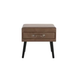 Beliani Tables De Chevet Table De Chevet En Cuir PU Marron -SURMATELAS Soldes table de chevet en cuir pu marron 2