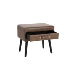 Beliani Tables De Chevet Table De Chevet En Cuir PU Marron -SURMATELAS Soldes table de chevet en cuir pu marron 3