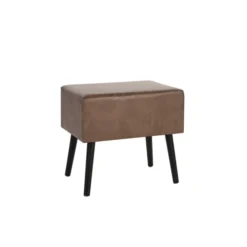 Beliani Tables De Chevet Table De Chevet En Cuir PU Marron -SURMATELAS Soldes table de chevet en cuir pu marron 4