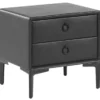 Beliani Tables De Chevet Table De Chevet En Cuir PU Noir 2 Tiroirs -SURMATELAS Soldes table de chevet en cuir pu noir 2 tiroirs
