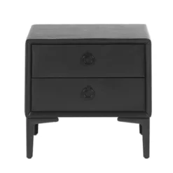 Beliani Tables De Chevet Table De Chevet En Cuir PU Noir 2 Tiroirs -SURMATELAS Soldes table de chevet en cuir pu noir 2 tiroirs 2