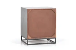 GINER Y COLOMER Tables De Chevet Table De Chevet En Manguier Et Pieds En Métal Gris Et Marron -SURMATELAS Soldes table de chevet en manguier et pieds en metal gris et marron 4