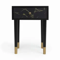 RNT By Really Nice Things Tables De Chevet Table De Chevet En MDF Avec Imprimé En Marbre Noir.