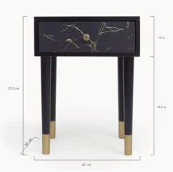 RNT By Really Nice Things Tables De Chevet Table De Chevet En MDF Avec Imprimé En Marbre Noir. -SURMATELAS Soldes table de chevet en mdf avec imprime en marbre noir 4