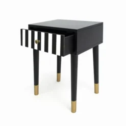 RNT By Really Nice Things Tables De Chevet Table De Chevet En MDF Imprimé à Franges Blanches Et Noires. 11 RNT By Really Nice Things Tables De Chevet Table De Chevet En MDF Imprimé à Franges Blanches Et Noires. -SURMATELAS Soldes table de chevet en mdf imprime a franges blanches et noires 5