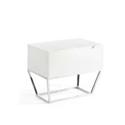 Angel Cerda Tables De Chevet Table De Chevet En MDF Laqué En Blanc Brillant Et En Acier Inox