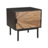 Now’s Home Tables De Chevet Table De Chevet En Métal Noir Et Porte En Teck Recyclé -SURMATELAS Soldes table de chevet en metal noir et porte en teck recycle