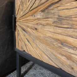 Now’s Home Tables De Chevet Table De Chevet En Métal Noir Et Porte En Teck Recyclé -SURMATELAS Soldes table de chevet en metal noir et porte en teck recycle 3