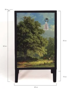 RNT By Really Nice Things Tables De Chevet Table De Chevet En Pin Massif Avec Imprimé Bucolique -SURMATELAS Soldes table de chevet en pin massif avec imprime bucolique 2