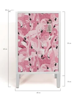RNT By Really Nice Things Tables De Chevet Table De Chevet En Pin Massif Avec Imprimé Flamants Roses -SURMATELAS Soldes table de chevet en pin massif avec imprime flamants roses 2