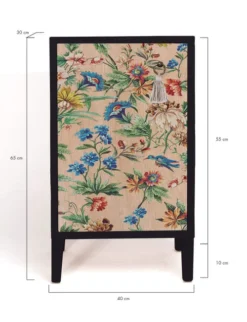RNT By Really Nice Things Tables De Chevet Table De Chevet En Pin Massif Avec Imprimé Floral. -SURMATELAS Soldes table de chevet en pin massif avec imprime floral 2
