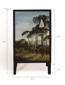 RNT By Really Nice Things Tables De Chevet Table De Chevet En Pin Massif Avec Imprimé Forestier -SURMATELAS Soldes table de chevet en pin massif avec imprime forestier 2