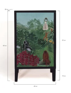 RNT By Really Nice Things Tables De Chevet Table De Chevet En Pin Massif Avec Imprimé Sauvage -SURMATELAS Soldes table de chevet en pin massif avec imprime sauvage 2