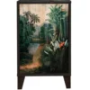RNT By Really Nice Things Tables De Chevet Table De Chevet En Pin Massif Avec Imprimé Tropical Jungle. -SURMATELAS Soldes table de chevet en pin massif avec imprime tropical jungle